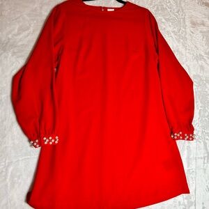 Red H&M Dress with pearl sleeves